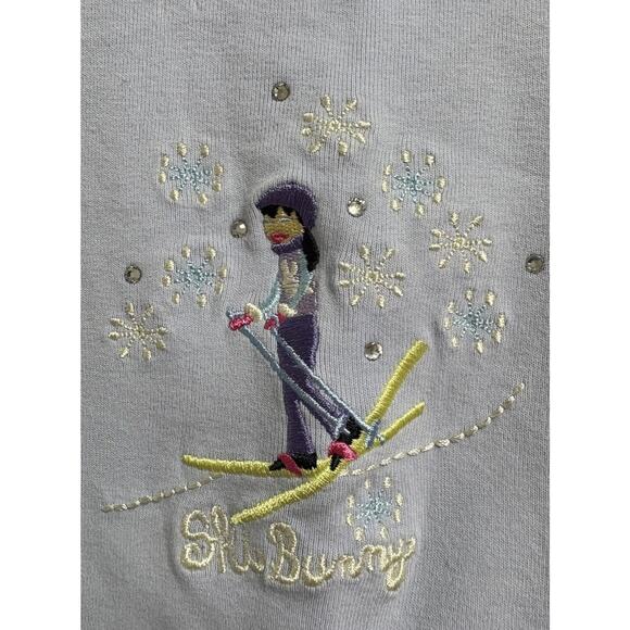 Vtg 2004 Gymboree Ski Bunny Outfit Girls 8 Top & Jeans Set Embroidered Winter - Picture 6 of 8